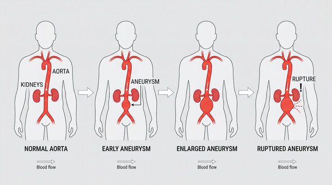 Abdominal aortic aneurysm progression illustration