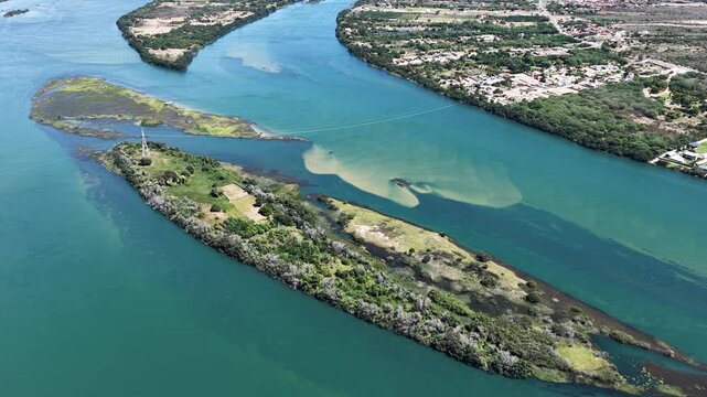 Sao Francisco River In Petrolina In Pernambuco Brazil. Biggest Northeastern River. Massangano And Rodeadouro Islands. Nature Forest Trees. Sao Francisco River In Petrolina Pernambuco. Riverside Beach.