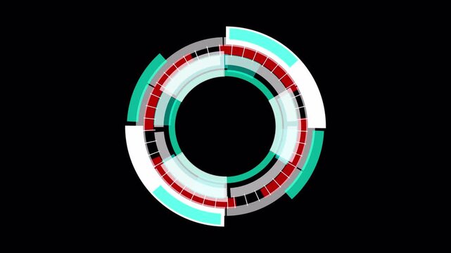 4k futuristic circle hud target gui interface segmented concentric radar scanner transparent alpha channel overlay