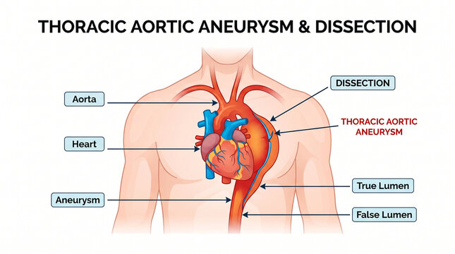 Thoracic aortic aneurysm and dissection medical illustration