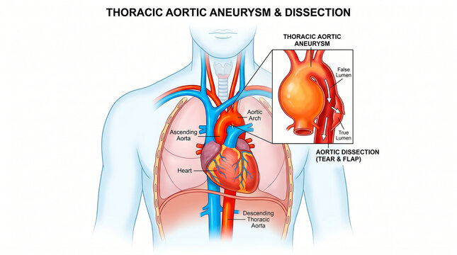 Thoracic aortic aneurysm and dissection medical illustration