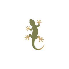 Naklejka premium Gecko Cartoon Illustration with Olive Green Body and Brown Feet Perfect for Nature Themed Designs or Educational Materials