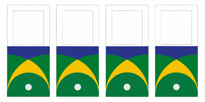 Brazilian Flag Pattern Cards With White Background Repeating Design