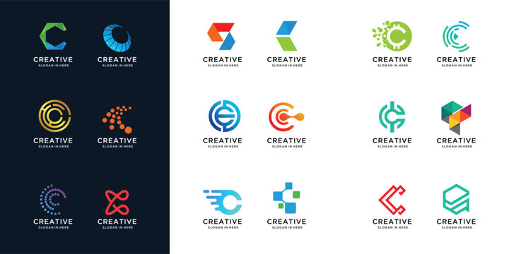 Logo collection with initial letter C logo design. Modern logo for business icon vector isolated 