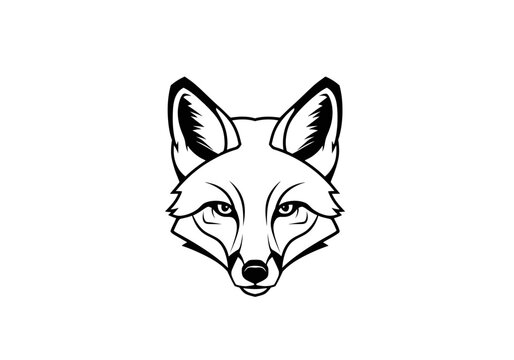 Black and white illustration of a wolf's face with detailed fur and piercing eyes