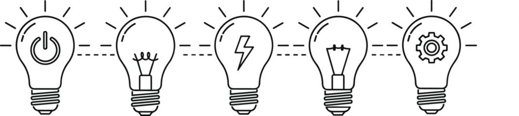 Light bulb icon set outline vector collection for idea innovation energy electricity creativity and technology concept design © MDNazmul