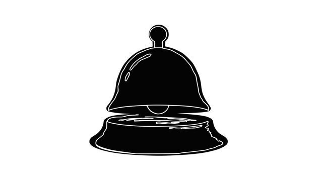 Vintage Service Bell Silhouette - Retro Hotel Reception Call Button Icon