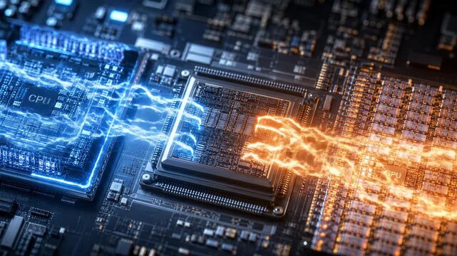 Computer chips and circuit special effects graphics