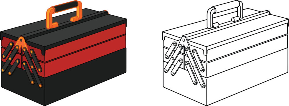 Open toolbox with compartments a vector illustration for repair construction and DIY projects isolated on white