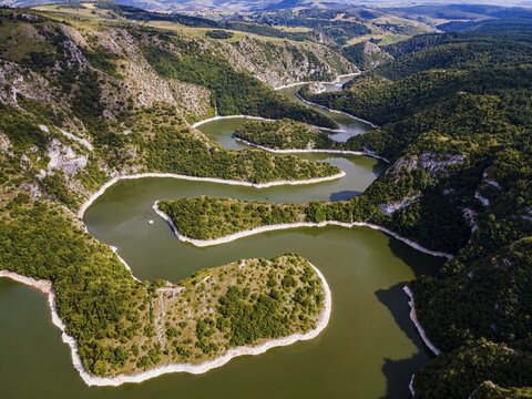 Uvac river meandering through the mountains, Uvac Special Nature Reserve, Serbia
