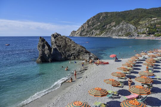 Monterosso Beach, Spiaggia di Fegina, Cinque Terre, Province of La Spezia, Liguria, Italy