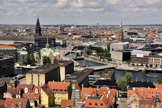 View from the tower of the Lutheran Church of the Redeemer, Church of Our Saviour, Copenhagen,  historic centre, Copenhagen, Denmark