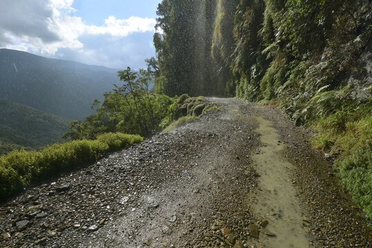 Death road, Camino de la Muerte, Yungas road between La Paz and Coroico, Bolivia