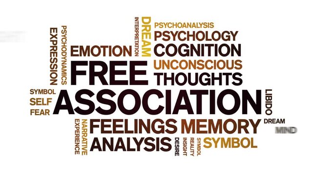 Free Association animated word cloud-text design animation tag kinetic typography seamless loop.