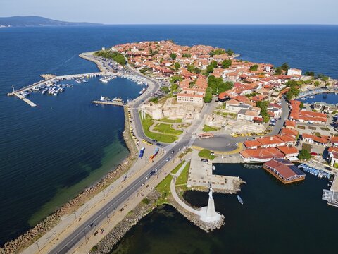 Aerial view, Old Town, Black Sea, Nesebar, Nessebar, Burgas, Bulgaria