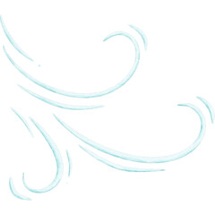 Watercolor Abstract Wind Blow Swirls, Hand Painted Light Blue Air Breeze, Renewable Wind Energy Clipart Element © Nadina