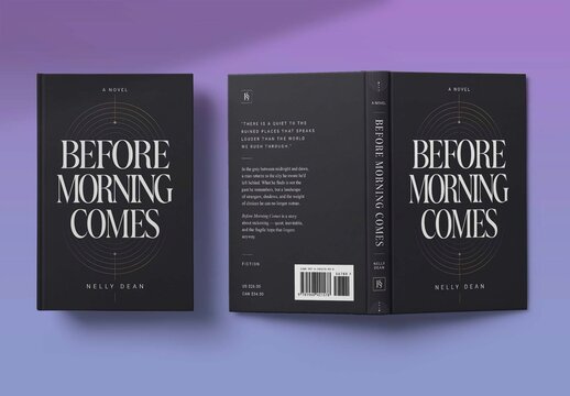 Minimalist Novel Book Cover Template, Modern Fiction Paperback Dust Jacket Design Layout