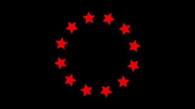 Rotating circle of stars animation. Rotating stars circle loading animation a circular ring.