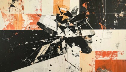 Fototapeta premium Abstract geometric collage with colorful textured paper shapes.