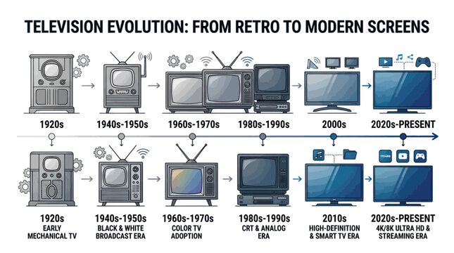 Evolution of Television: From Retro Mechanical to Modern Smart Screens