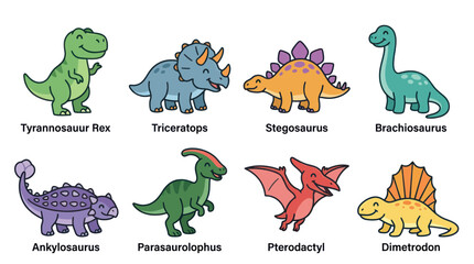 Cute cartoon dinosaurs collection, educational illustration for kids © budi