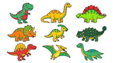 Cute Cartoon Dinosaurs Collection - Jurassic Creatures for Kids © budi