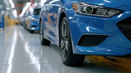 Naklejka premium Car manufacturing process automotive factory vehicle production industrial environment close-up view technology innovation