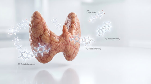 Thyroid hormone t3 hormone t4 hormone endocrine system metabolism concept medical illustration gland balance