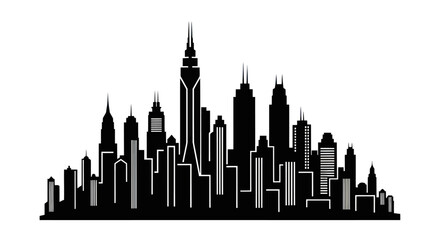 Obraz premium Modern City Skyline Silhouette Vector Illustration