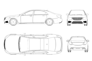 Obraz premium car outline drawing, sketch, contour image
