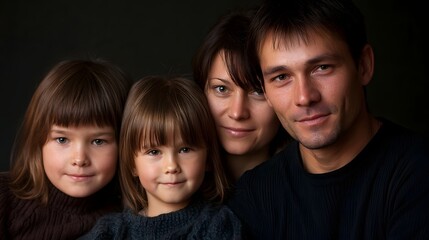 Fototapeta premium A portrait of three adults sharing a calm and intimate moment together in soft balanced lighting