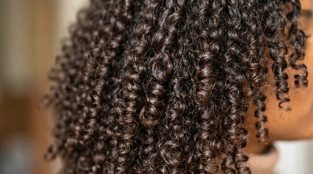 Close-up of black curly hair