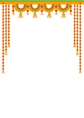 indian hindu wedding elements vector marigold floral garland vector, wedding and festival decoration, border flower decoration with transparent background © Vijay Pareek