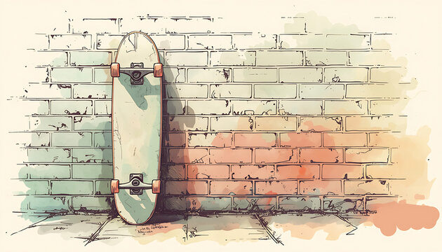 skateboard illustration on the wall