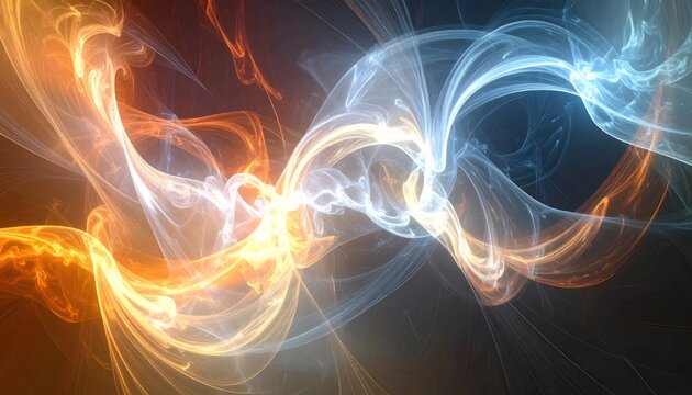 Abstract swirling blue and orange energy light background.