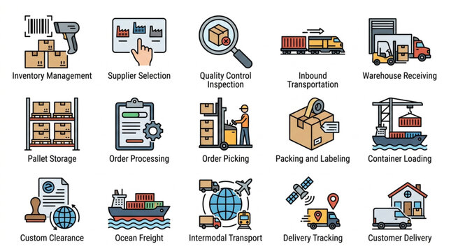 Warehouse and Logistics Management Icons