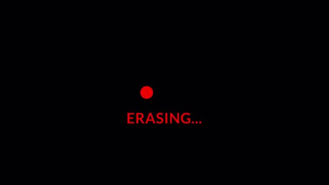 Privacy and data management UI showing erasing process status in 4k animation with alpha channel  on transparent background erasing animation 