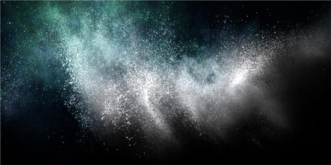 Cosmic nebula explosion, galaxy swirl, dark void with ethereal light and stardust scattering in vast universe with glowing celestial dust and ethereal shimmer. © Zìyóu