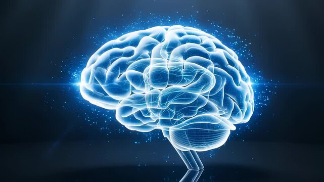 Human brain scan showing neuron activity and electrical impulses through the nervous system, representing neurological science, intelligence, memory, and cognitive functions