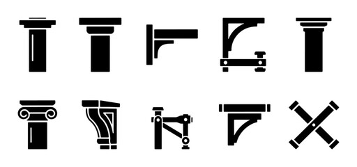 Architectural Elements Vector Icons: Columns, Brackets, and Supports for Design Projects © Nusrat