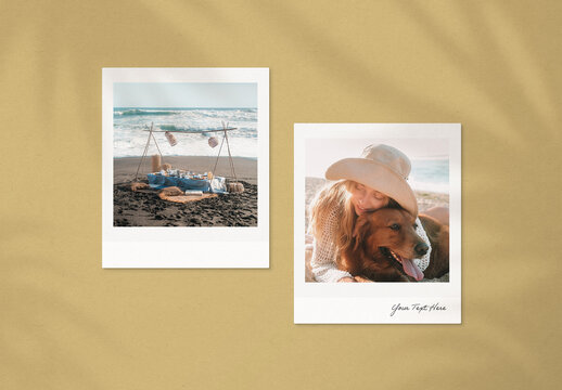 Polaroid Photo Mockup Template For Instant Film Picture Frame Collage Presentation & Retro Moodboard