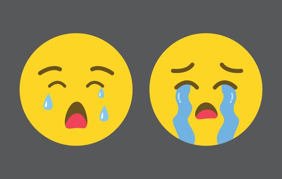 Crying face emoji illustration. Sad emotional expression icon design.