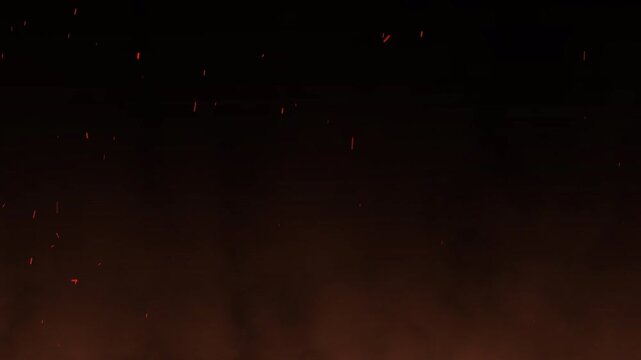 Rising orange smoke cloud and fire sparks for vfx compositing on transparent background used for cinematic fire effects and atmosphere.