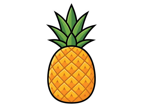 pineapple cartoon illustration, perfect for tropical branding, fruit labels, kids designs, or digital badges.