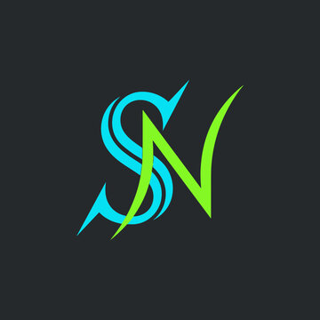 Stylized blue and green SN monogram logo design.