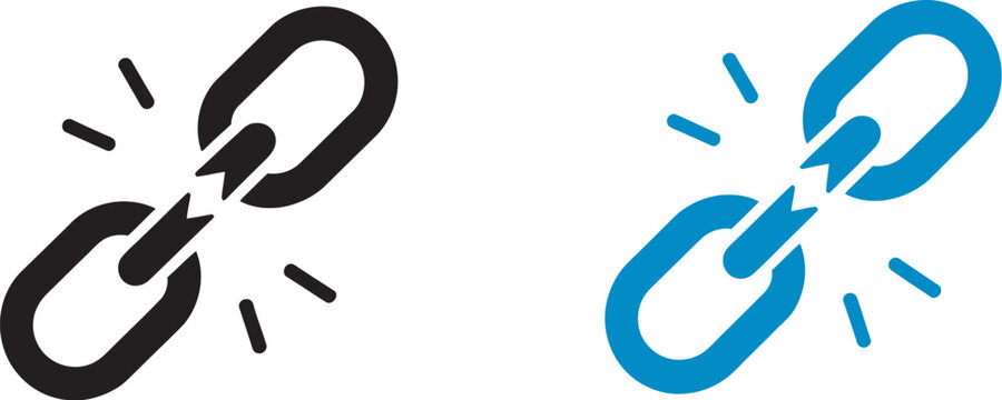 Broken chain icon broken chain link symbol for disconnected relationship or broken digital hyperlink vector illustration representing separation, connection failure