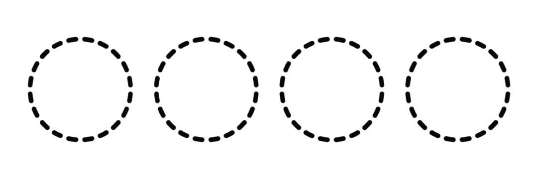 Dotted Circle vector illustration, circular dotted border icon, minimal round frame shape, geometric outline design, transparent background.