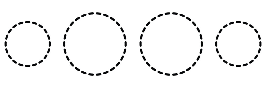 Dotted Circle vector illustration, circular dotted border icon, minimal round frame shape, geometric outline design, transparent background.