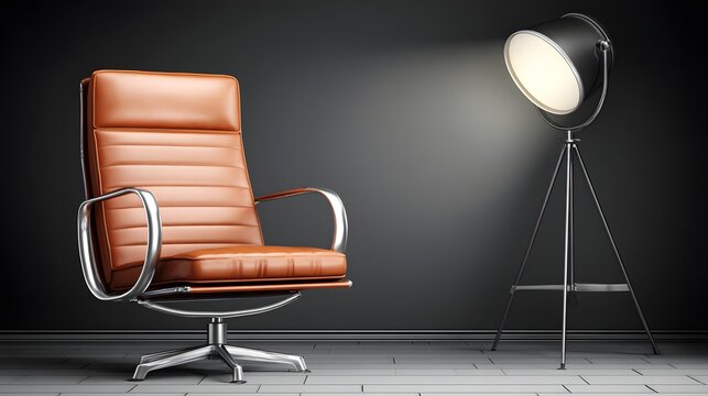 setup with black background and spotlight on presenter