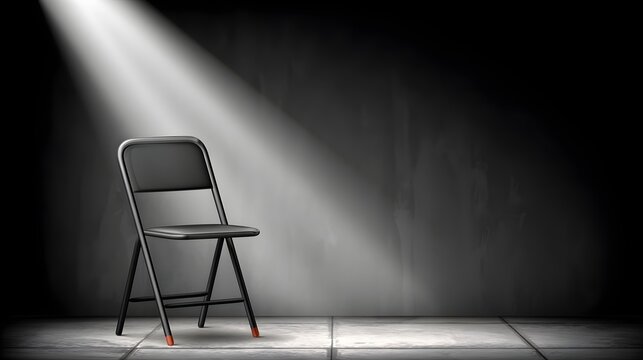 setup with black background and spotlight on presenter